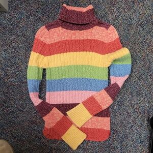 Vintage Arizona Jean Company Multicolor Striped Turtleneck Sweater